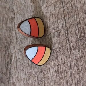 Candy Corn Halloween wooden earrings